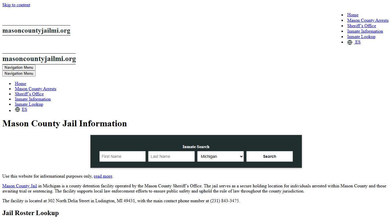 Mason County, MI Jail Roster, Inmate Info