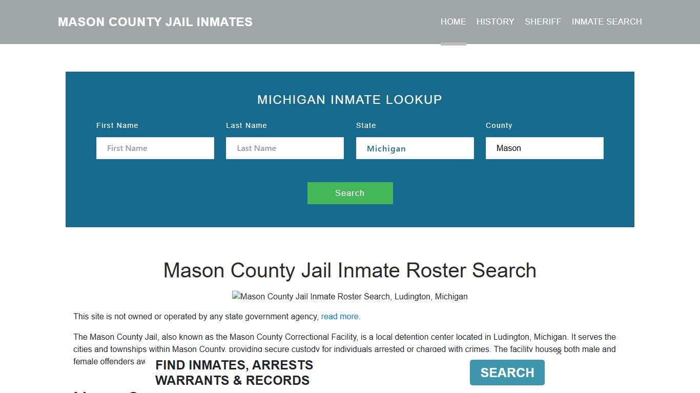 Mason County Jail Inmate Roster Lookup, Ludington, MI