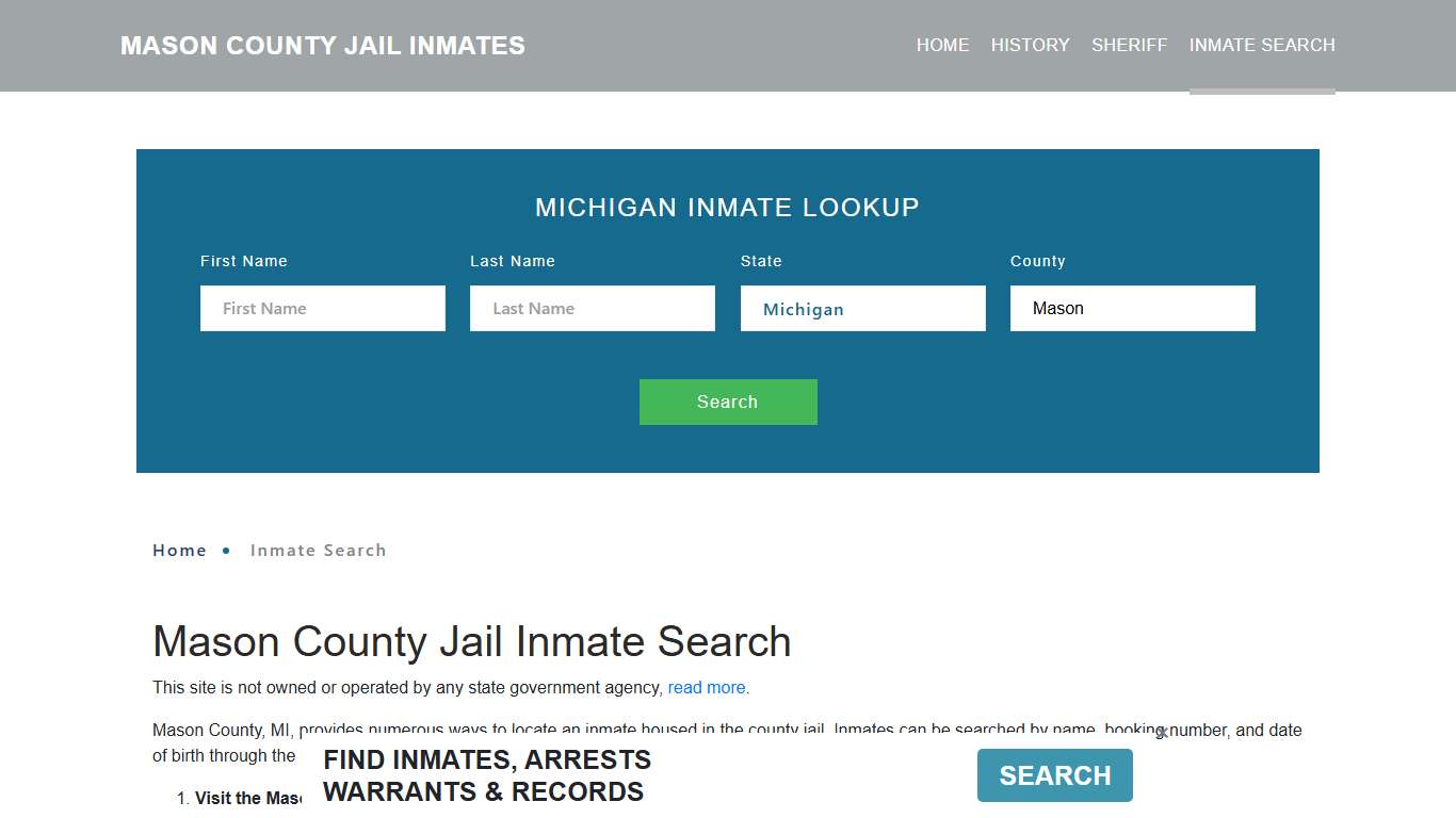 Mason County, MI Detainee Lookup